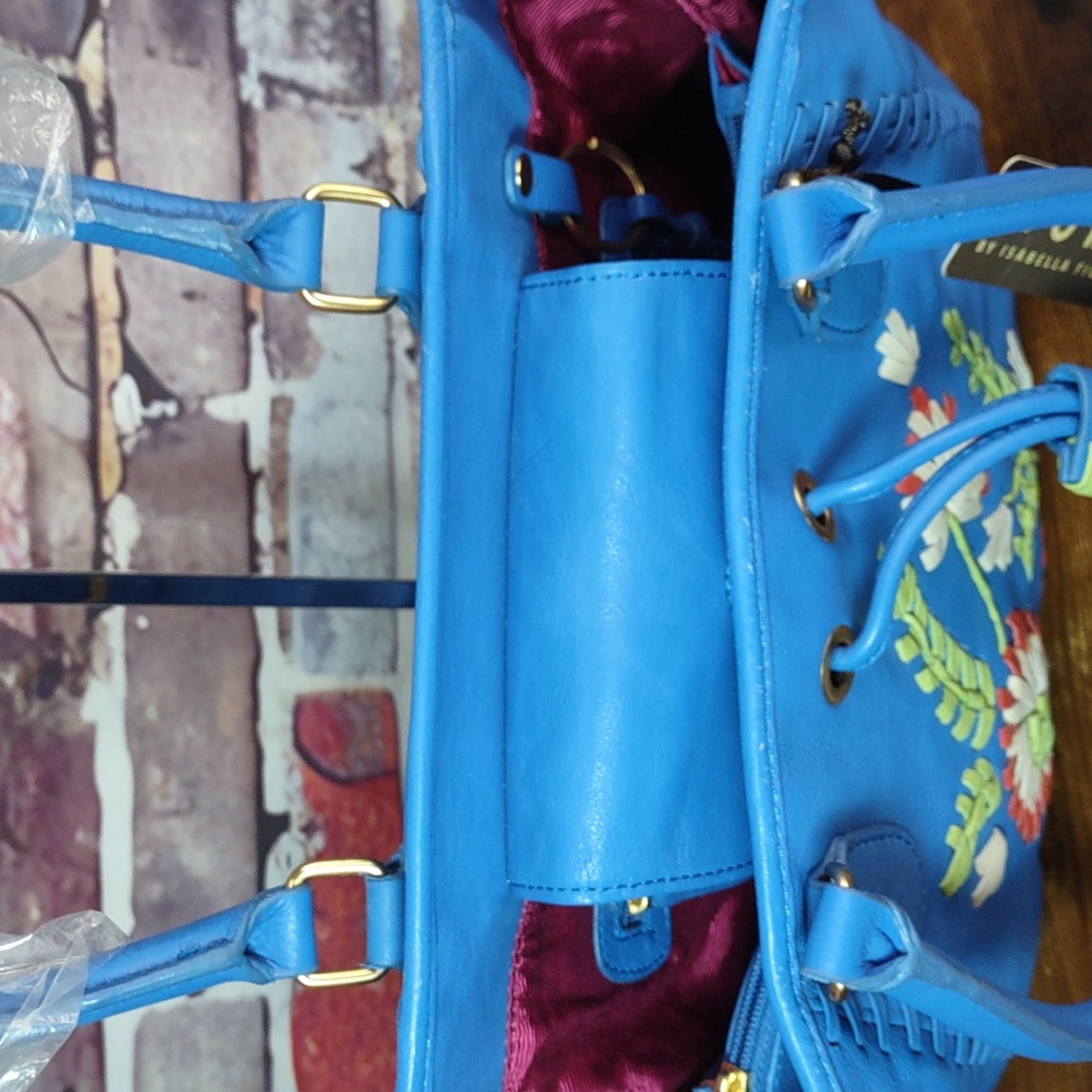 Isabella Fiore Leather Embroidery Convertible Satchel/Shoulder Bag - Picture 11 of 15